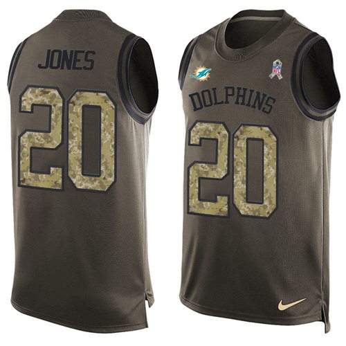 Nike Dolphins #20 Reshad Jones Green Men's Stitched NFL Limited Salute To Service Tank Top Jersey